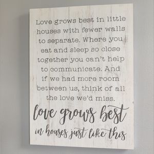 Love Grows Best In Houses Just Like This, Brand New Handmade Wooden Wall Art